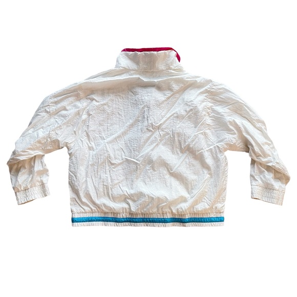 Vintage Casual Club White Pink Blue Purple Zip Up Collared Windbreaker - Picture 2 of 5